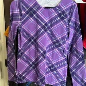 Talbots Purple Plaid Long Sleeve Top
